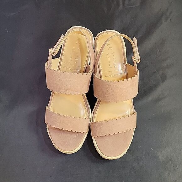 BRAND NEW LC LAUREN CONRAD CACTUS FLOWER WOMEN'S WEDGE SANDALS - Picture 2 of 16